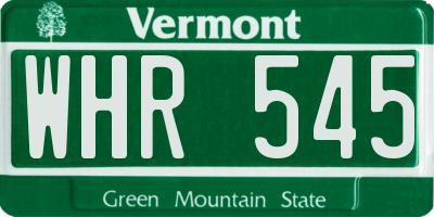 VT license plate WHR545