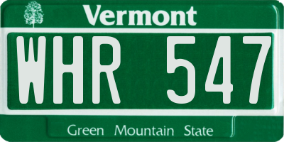 VT license plate WHR547