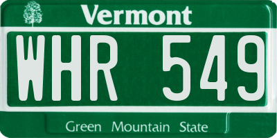VT license plate WHR549