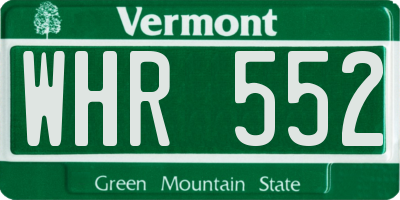 VT license plate WHR552