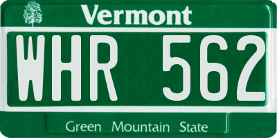 VT license plate WHR562