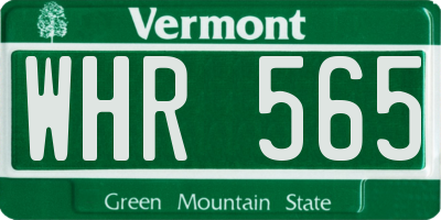 VT license plate WHR565