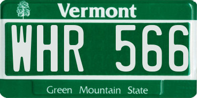 VT license plate WHR566