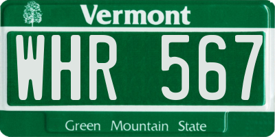 VT license plate WHR567