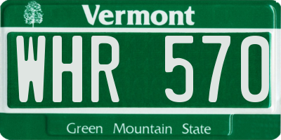 VT license plate WHR570