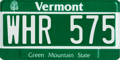 VT license plate WHR575