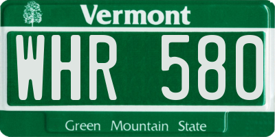 VT license plate WHR580