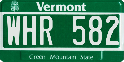 VT license plate WHR582
