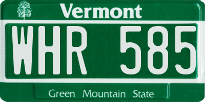 VT license plate WHR585