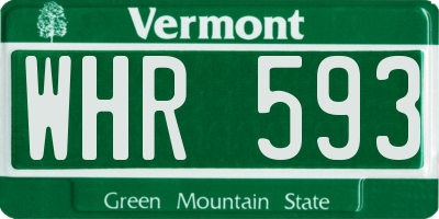 VT license plate WHR593