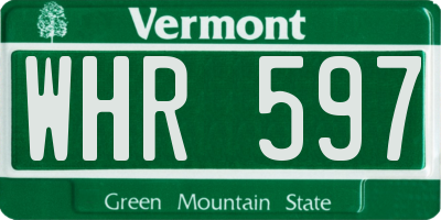 VT license plate WHR597