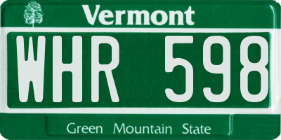 VT license plate WHR598