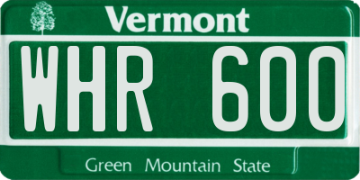 VT license plate WHR600