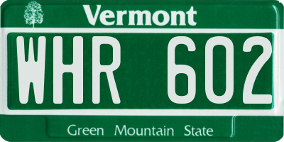 VT license plate WHR602