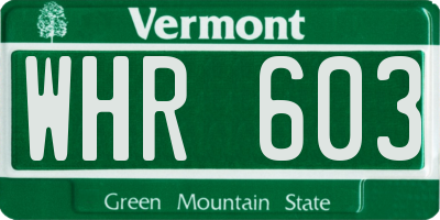 VT license plate WHR603
