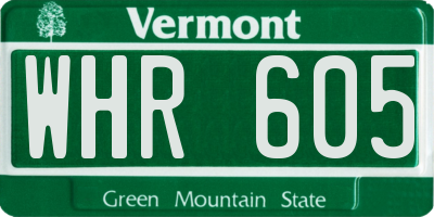 VT license plate WHR605