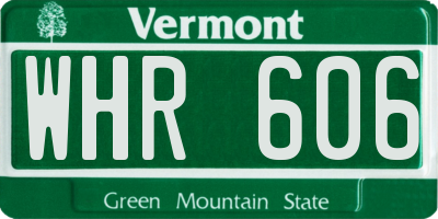 VT license plate WHR606