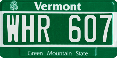 VT license plate WHR607