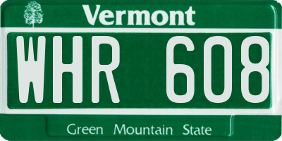 VT license plate WHR608