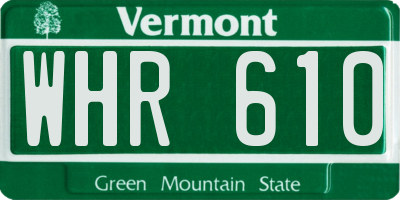 VT license plate WHR610