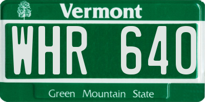 VT license plate WHR640
