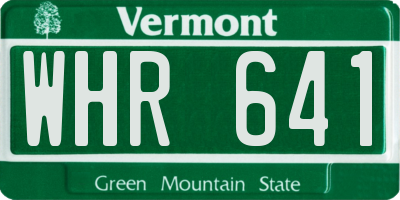 VT license plate WHR641