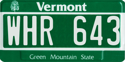 VT license plate WHR643