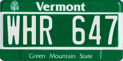 VT license plate WHR647