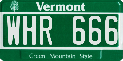 VT license plate WHR666
