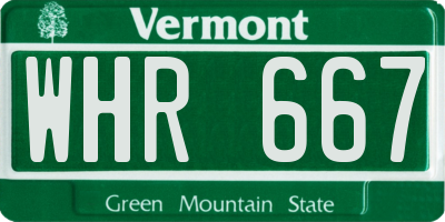 VT license plate WHR667