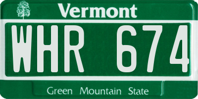 VT license plate WHR674