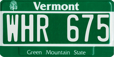 VT license plate WHR675