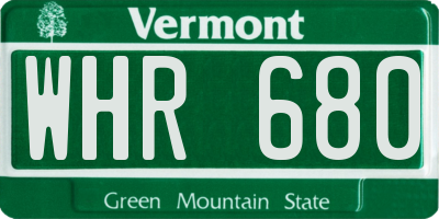 VT license plate WHR680