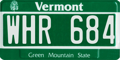 VT license plate WHR684
