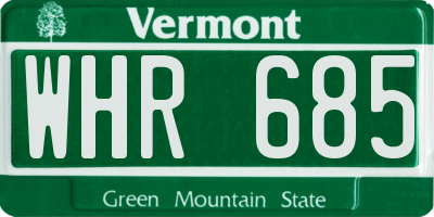 VT license plate WHR685