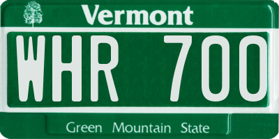 VT license plate WHR700