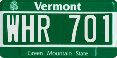 VT license plate WHR701