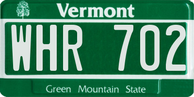 VT license plate WHR702