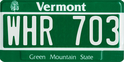 VT license plate WHR703