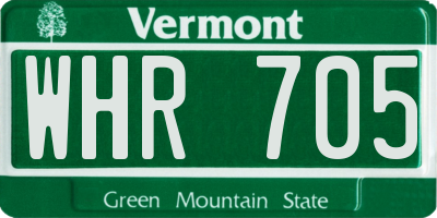 VT license plate WHR705