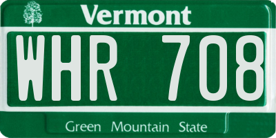VT license plate WHR708