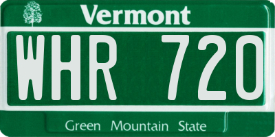 VT license plate WHR720
