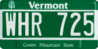 VT license plate WHR725