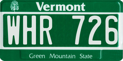 VT license plate WHR726
