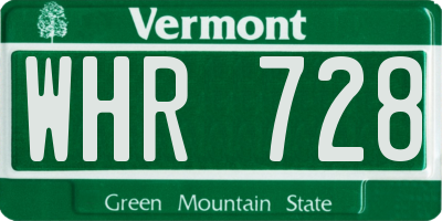 VT license plate WHR728