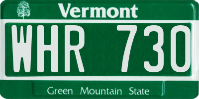 VT license plate WHR730