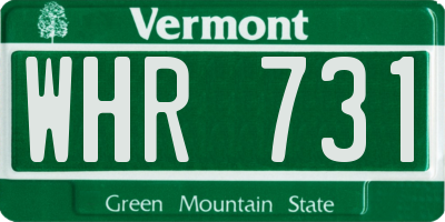 VT license plate WHR731