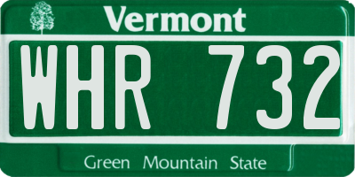 VT license plate WHR732