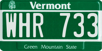 VT license plate WHR733