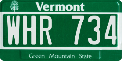 VT license plate WHR734